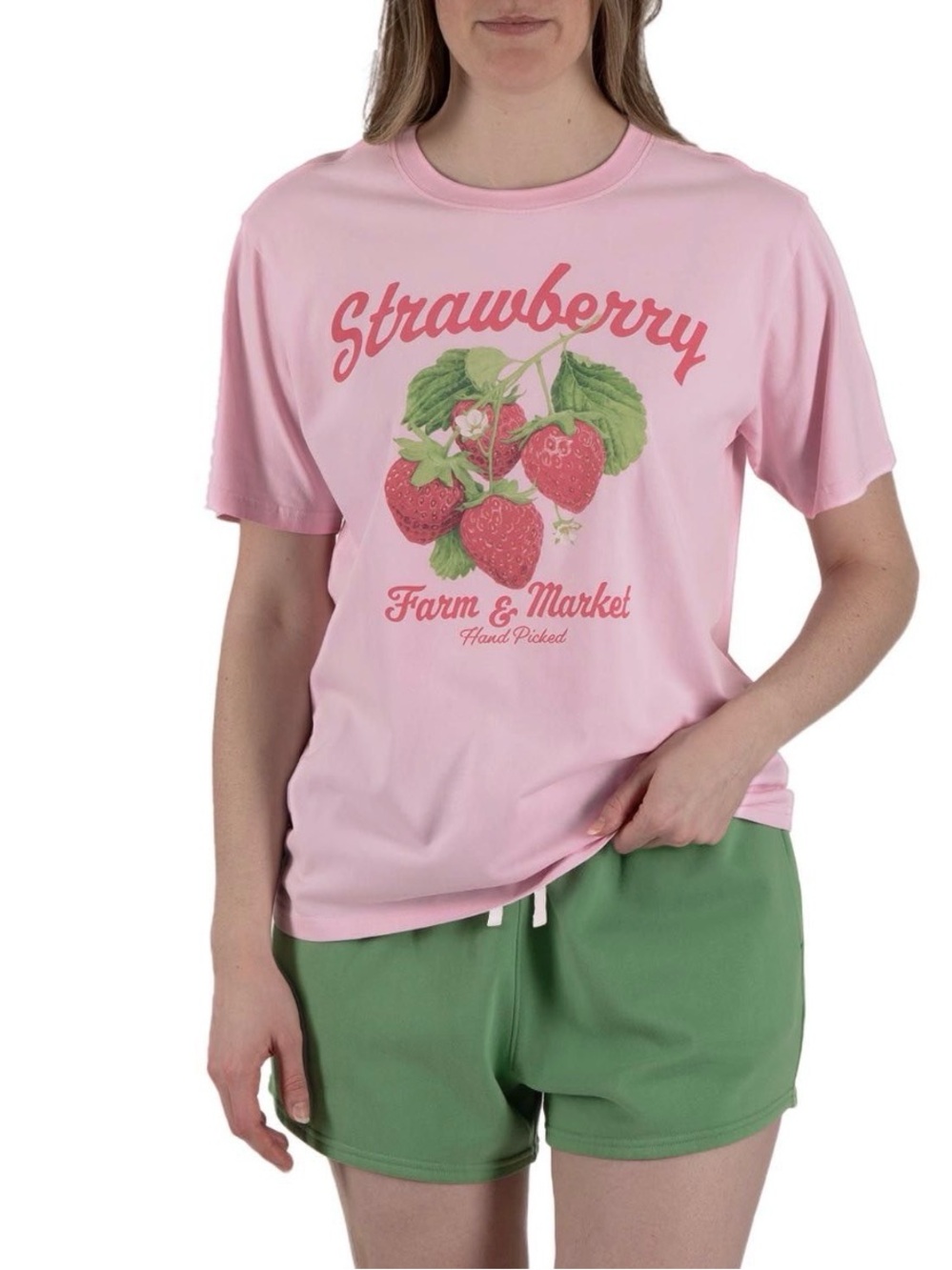 State of Mind Pink Strawberry Graphic T-shirt & shorts